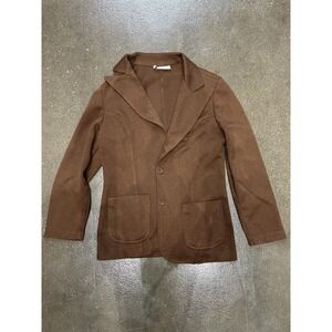 Vintage Queen Casuals Blazer Jacket Womens Small Brown Knit Single Breasted